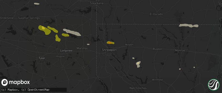 Hail map in Bossier City, LA on May 8, 2026