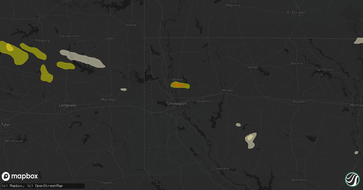 Hail map in Bossier City, LA on May 8, 2026