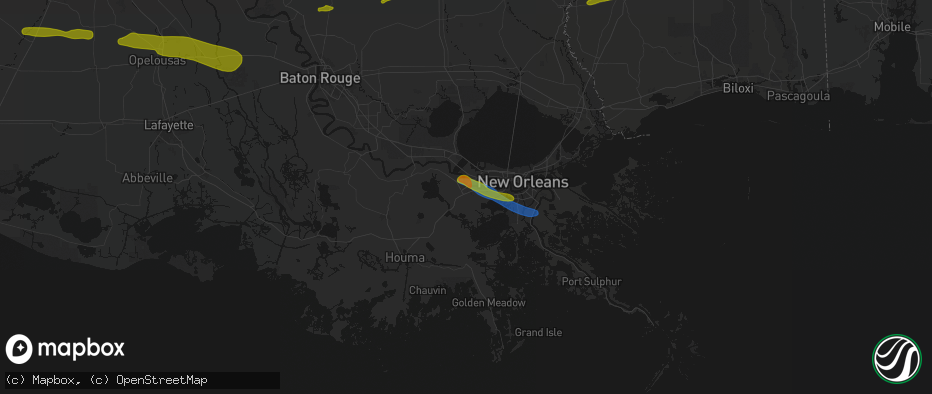 Hail map in Boutte, LA on May 8, 2026