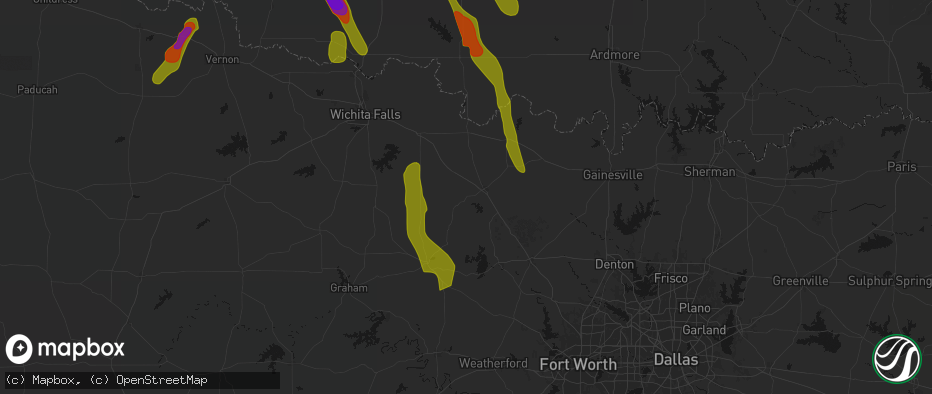 Hail map in Bowie, TX on May 8, 2026