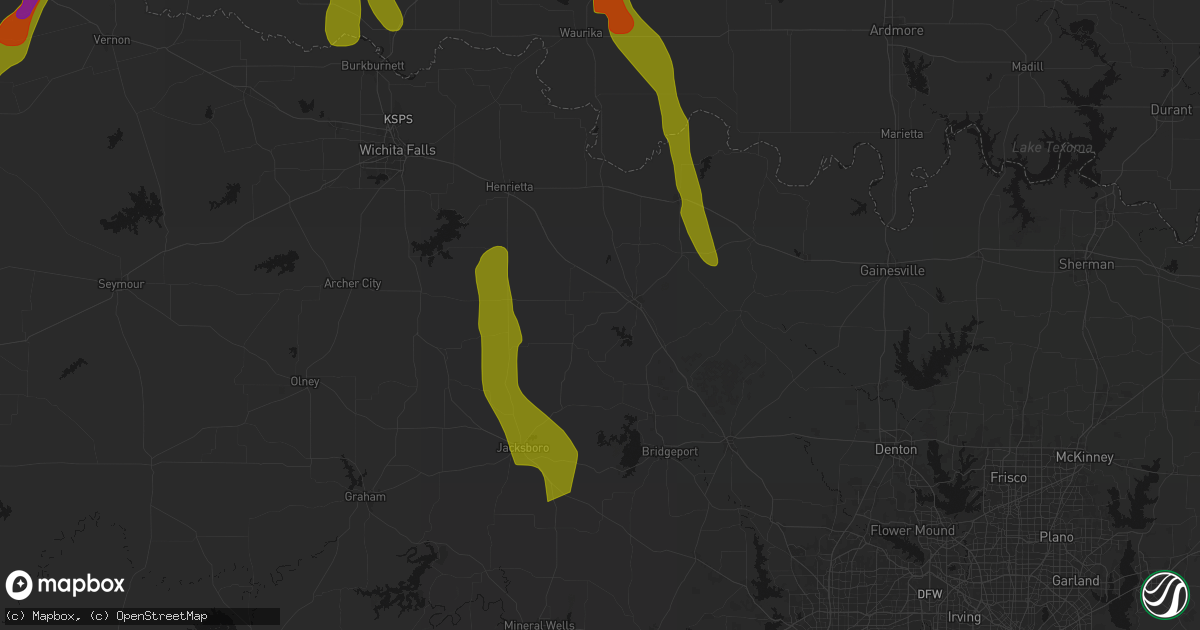 Hail map in Bowie, TX on May 8, 2026