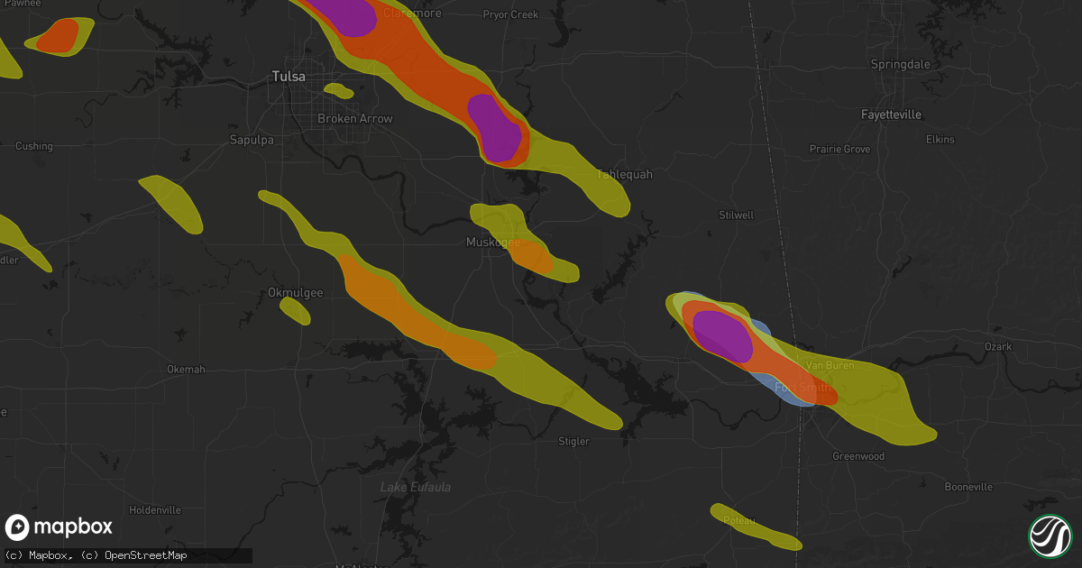 Hail map in Braggs, OK on May 8, 2026
