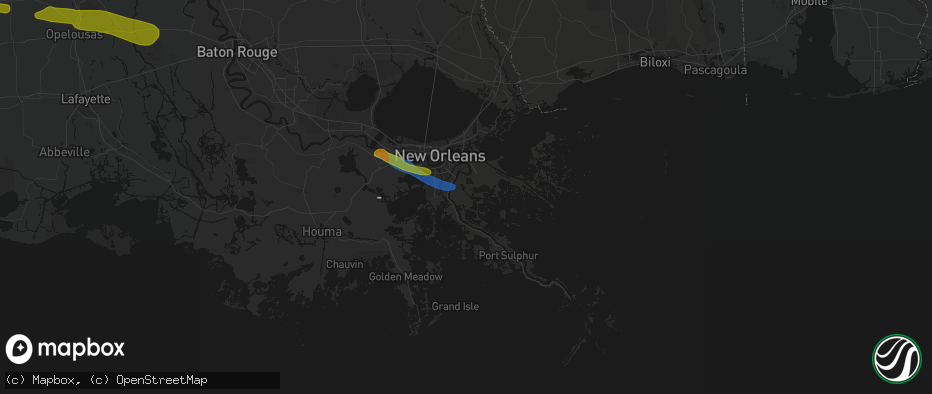 Hail map in Braithwaite, LA on May 8, 2026
