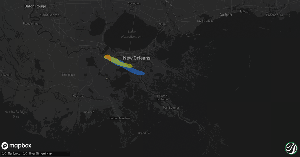 Hail map in Braithwaite, LA on May 8, 2026