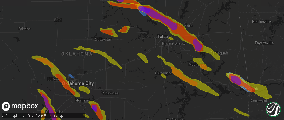 Hail map in Bristow, OK on May 8, 2026