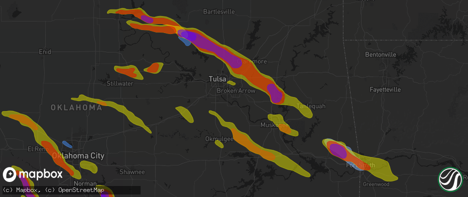 Hail map in Broken Arrow, OK on May 8, 2026