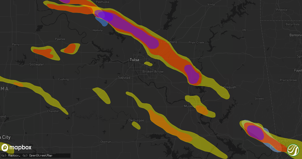 Hail map in Broken Arrow, OK on May 8, 2026