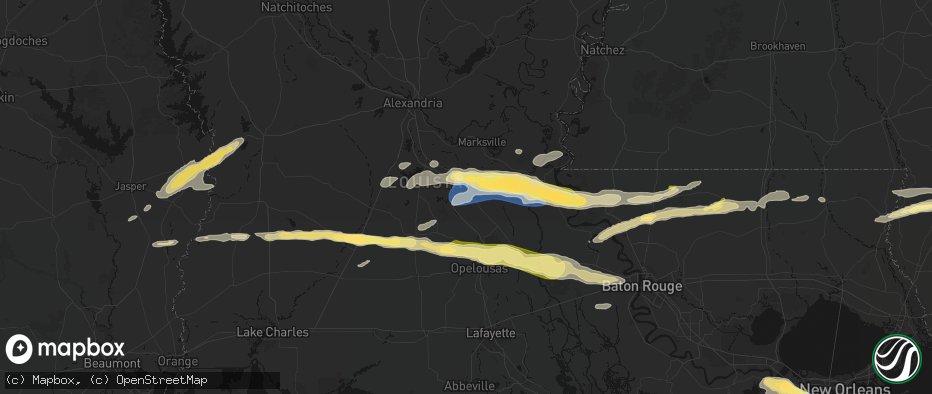 Hail map in Bunkie, LA on May 8, 2026