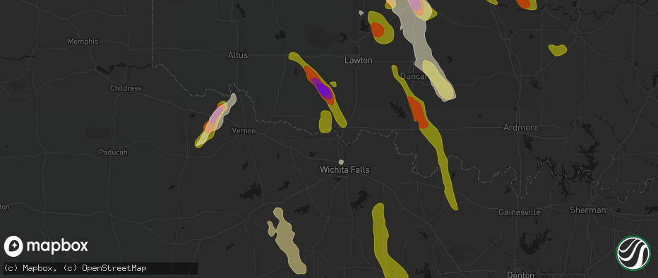 Hail map in Burkburnett, TX on May 8, 2026