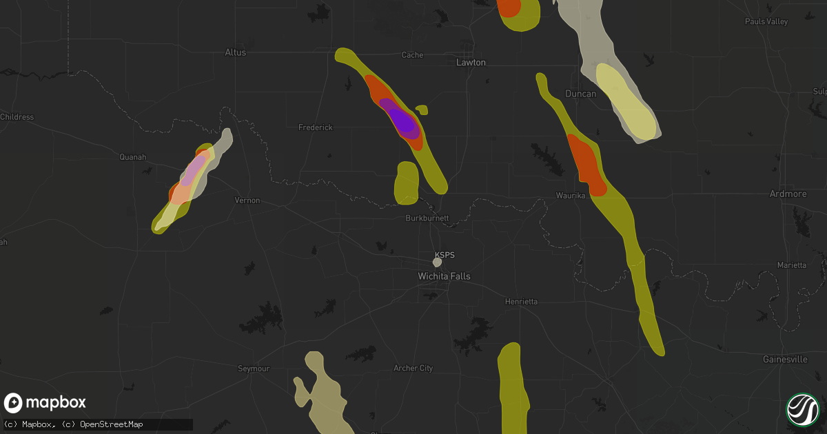 Hail map in Burkburnett, TX on May 8, 2026
