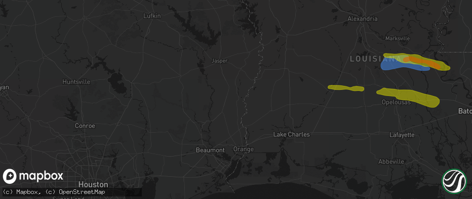 Hail map in Call, TX on May 8, 2026