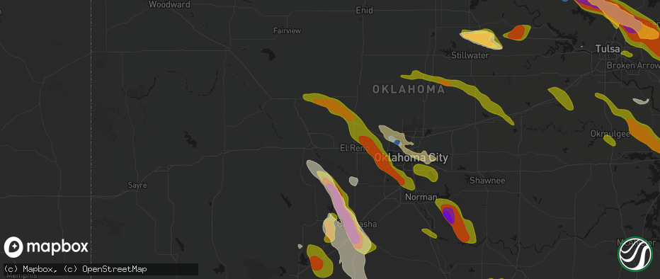 Hail map in Calumet, OK on May 8, 2026