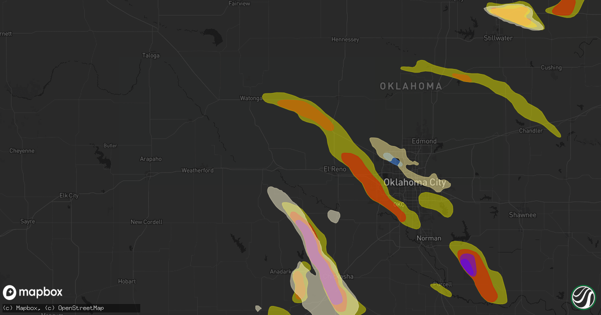 Hail map in Calumet, OK on May 8, 2026