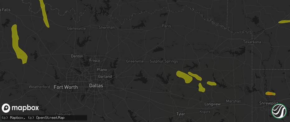 Hail map in Campbell, TX on May 8, 2026