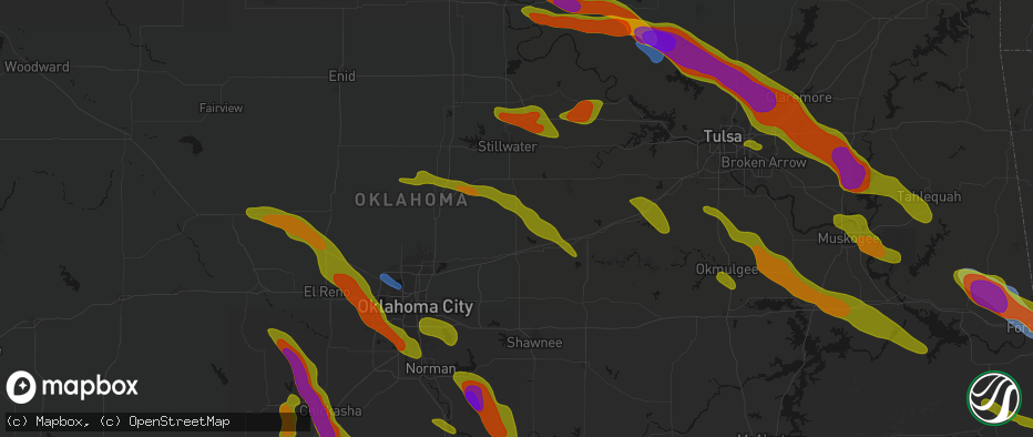 Hail map in Carney, OK on May 8, 2026