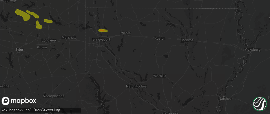Hail map in Castor, LA on May 8, 2026