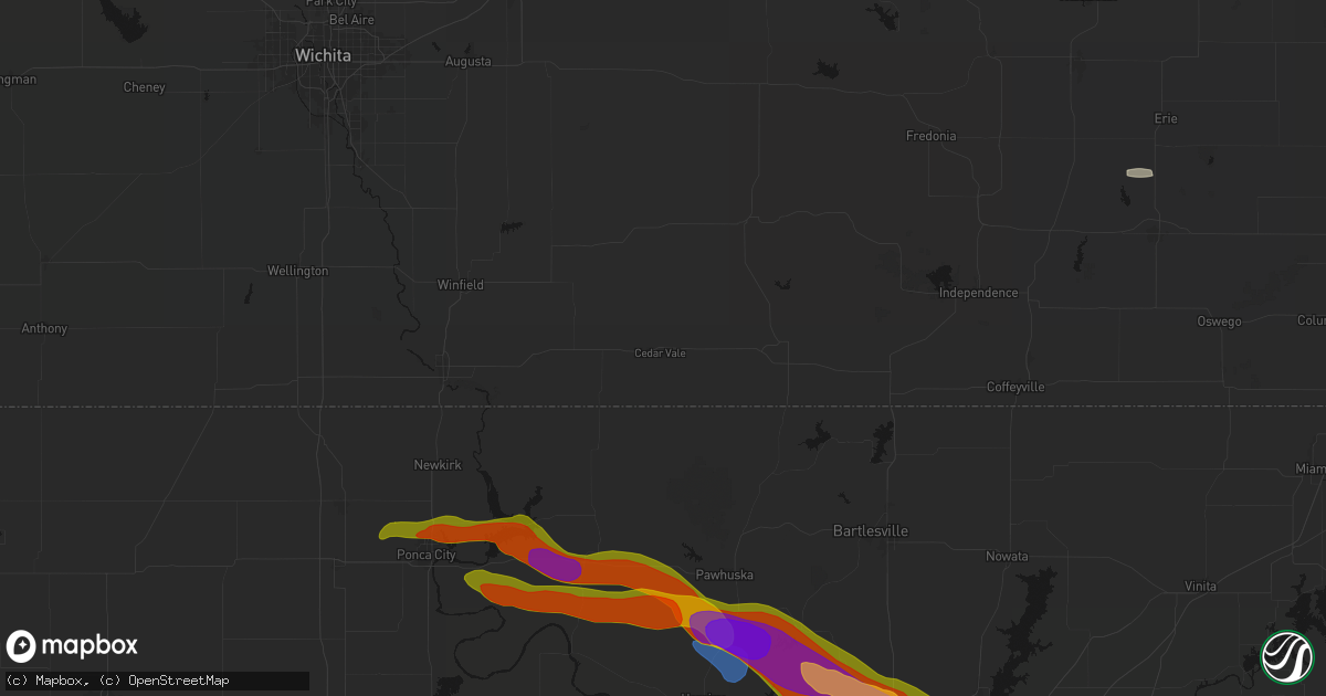 Hail map in Cedar Vale, KS on May 8, 2026
