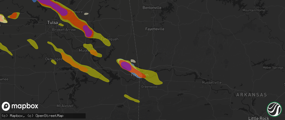 Hail map in Cedarville, AR on May 8, 2026