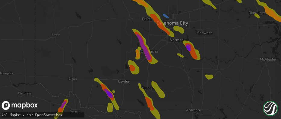 Hail map in Cement, OK on May 8, 2026