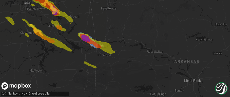 Hail map in Charleston, AR on May 8, 2026