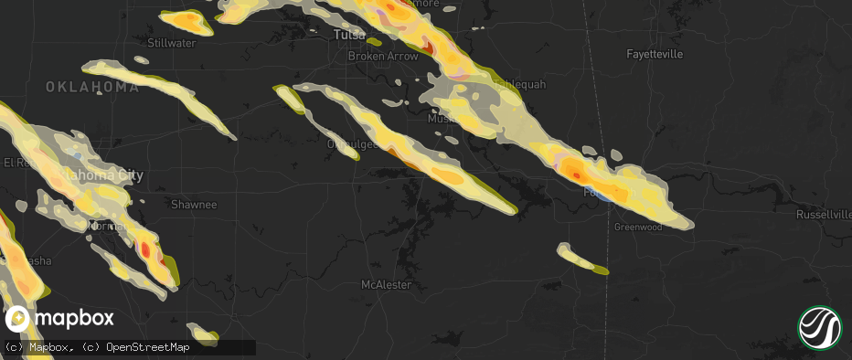 Hail map in Checotah, OK on May 8, 2026