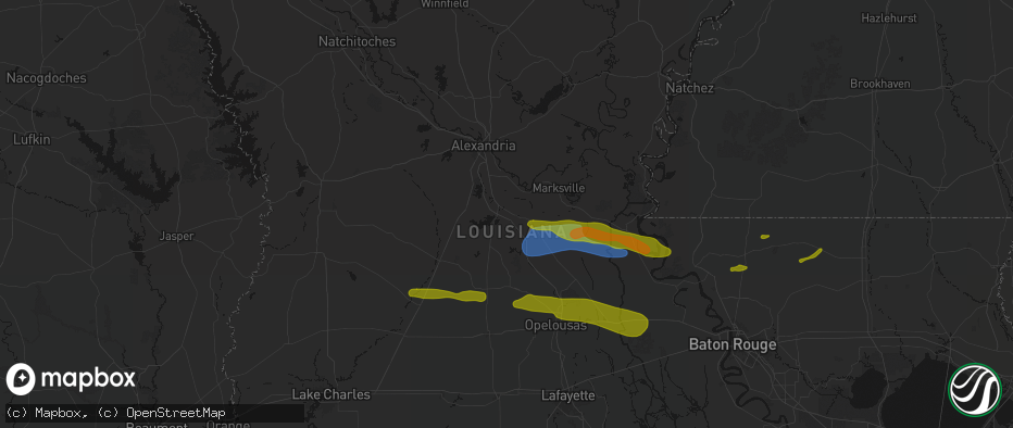 Hail map in Cheneyville, LA on May 8, 2026