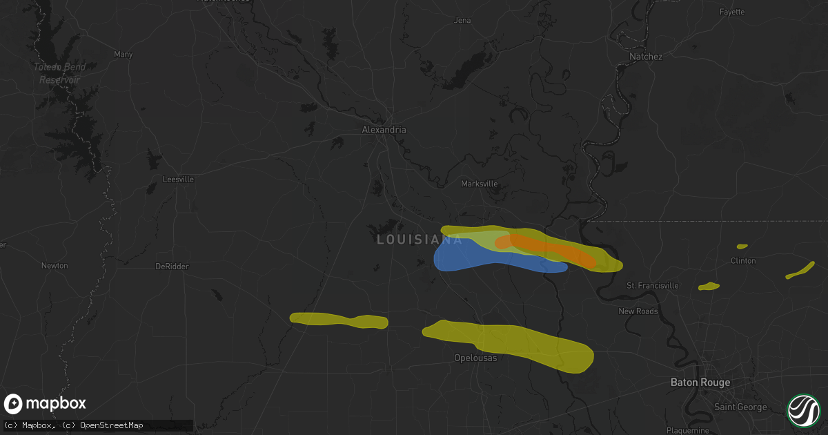 Hail map in Cheneyville, LA on May 8, 2026