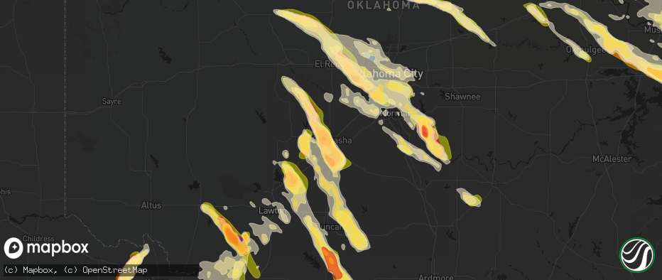 Hail map in Chickasha, OK on May 8, 2026