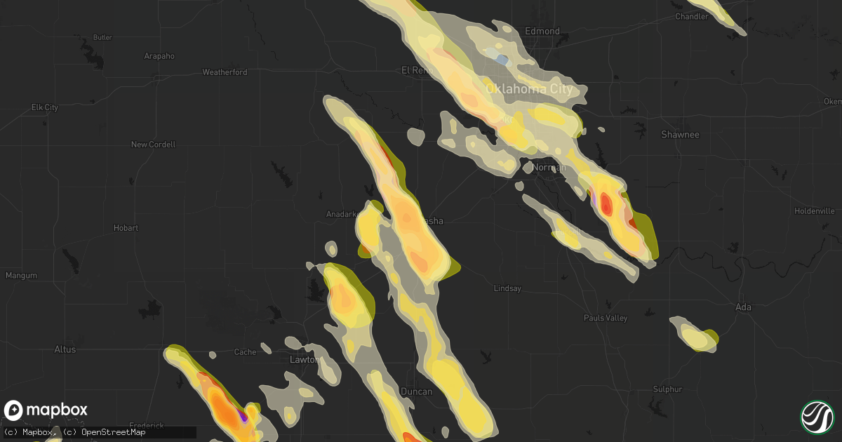 Hail map in Chickasha, OK on May 8, 2026
