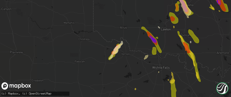 Hail map in Chillicothe, TX on May 8, 2026