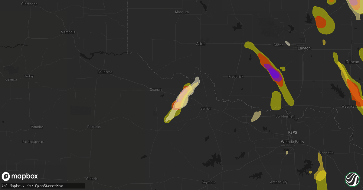 Hail map in Chillicothe, TX on May 8, 2026