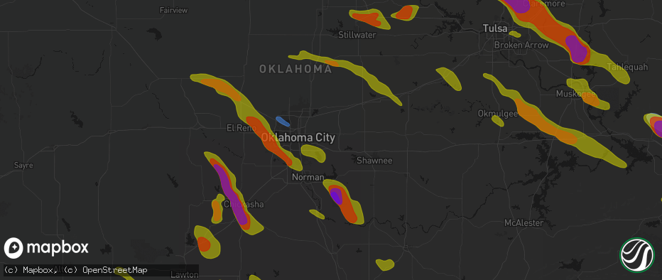 Hail map in Choctaw, OK on May 8, 2026