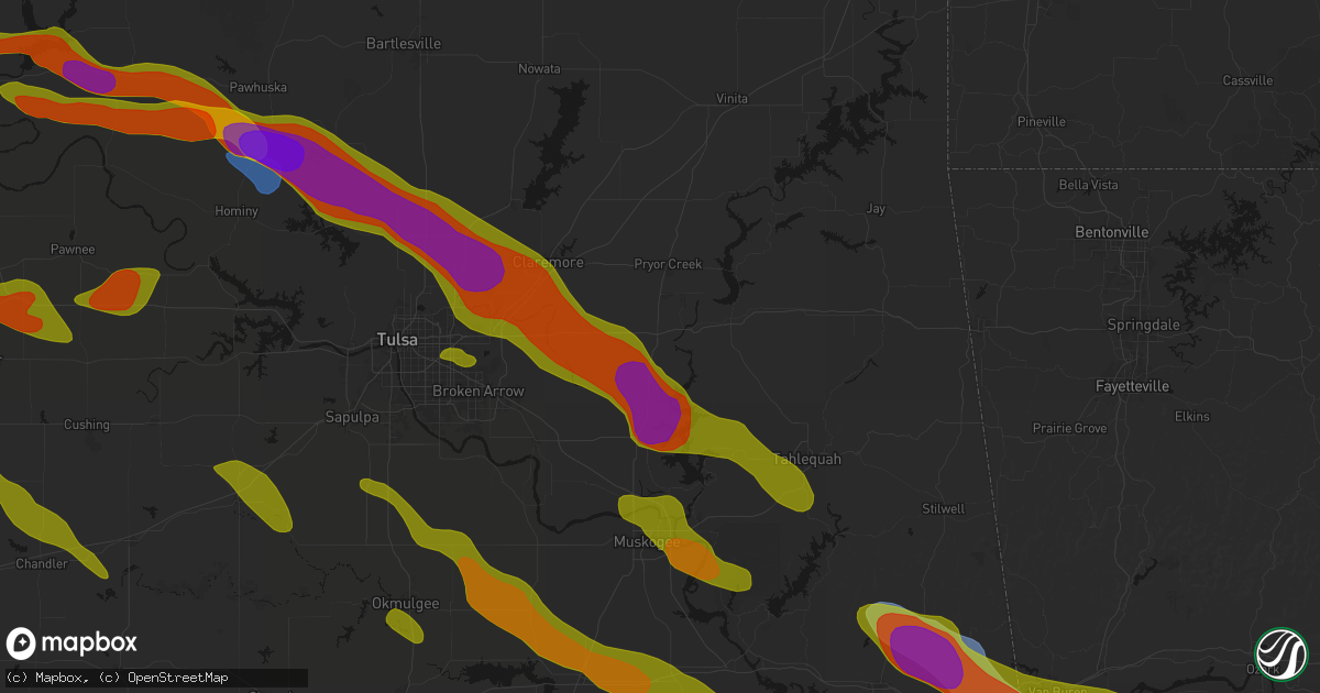Hail map in Chouteau, OK on May 8, 2026