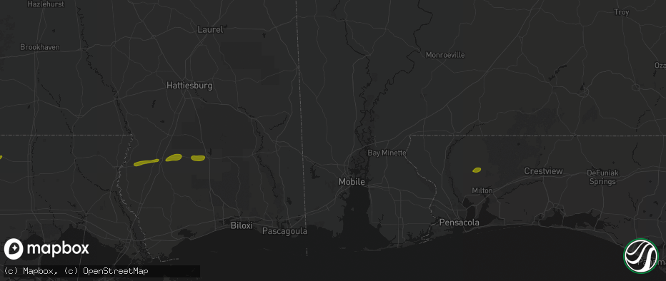 Hail map in Chunchula, AL on May 8, 2026