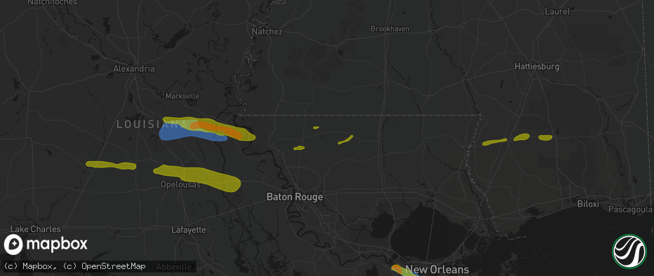 Hail map in Clinton, LA on May 8, 2026
