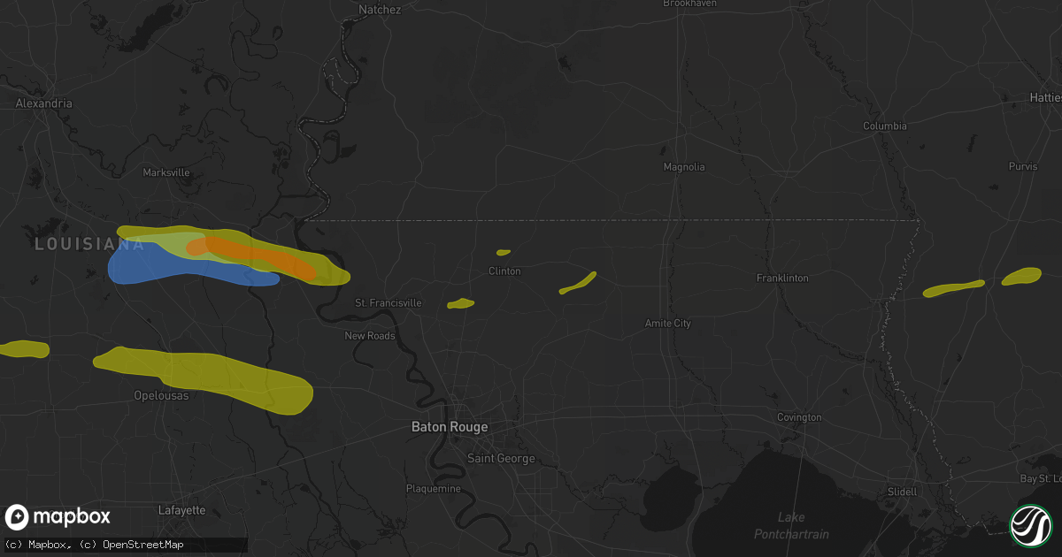 Hail map in Clinton, LA on May 8, 2026