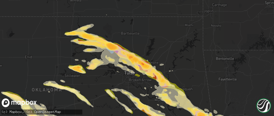 Hail map in Collinsville, OK on May 8, 2026