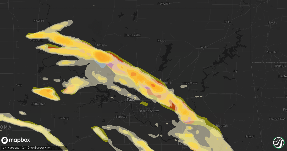 Hail map in Collinsville, OK on May 8, 2026