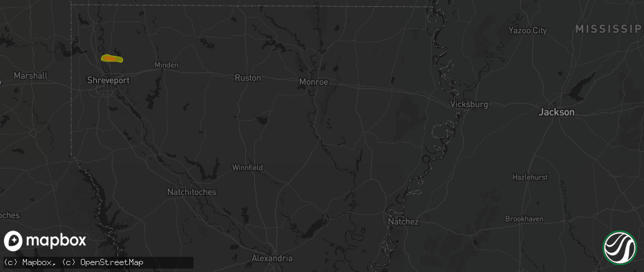 Hail map in Columbia, LA on May 8, 2026
