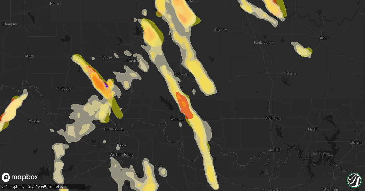 Hail map in Comanche, OK on May 8, 2026