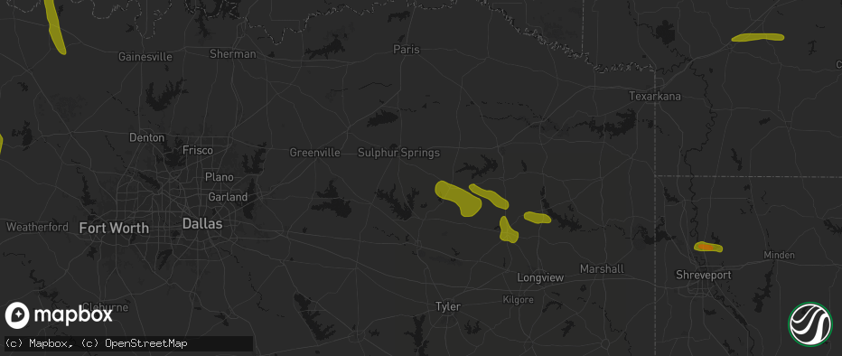 Hail map in Como, TX on May 8, 2026