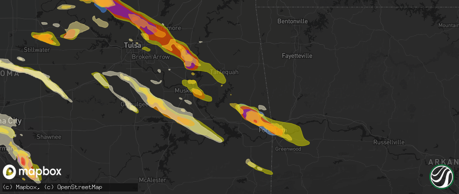 Hail map in Cookson, OK on May 8, 2026