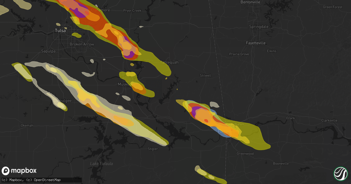 Hail map in Cookson, OK on May 8, 2026