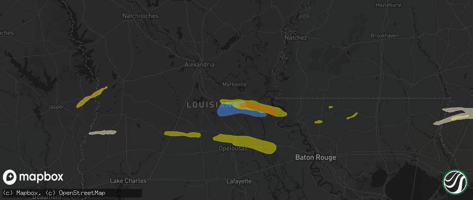 Hail map in Cottonport, LA on May 8, 2026