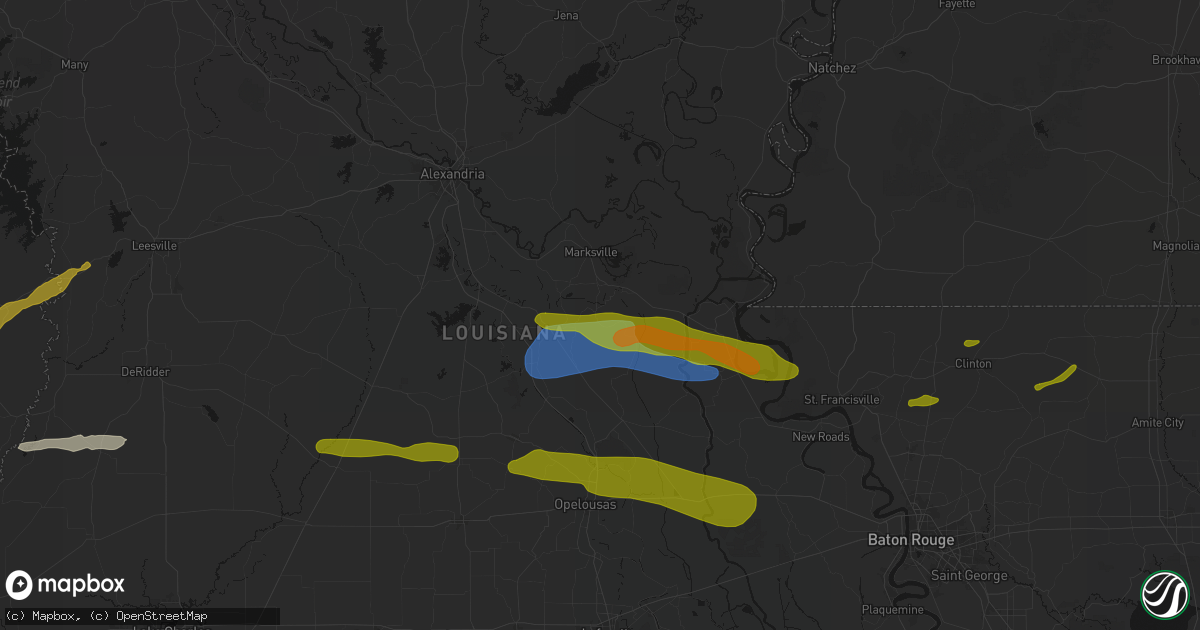 Hail map in Cottonport, LA on May 8, 2026
