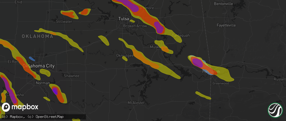 Hail map in Council Hill, OK on May 8, 2026
