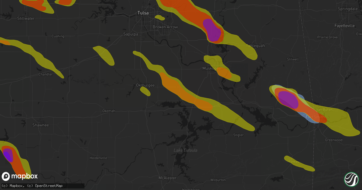 Hail map in Council Hill, OK on May 8, 2026