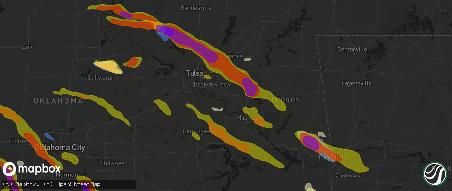 Hail map in Coweta, OK on May 8, 2026