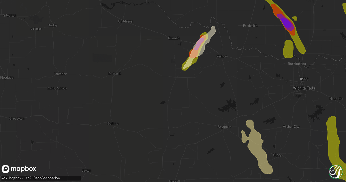 Hail map in Crowell, TX on May 8, 2026