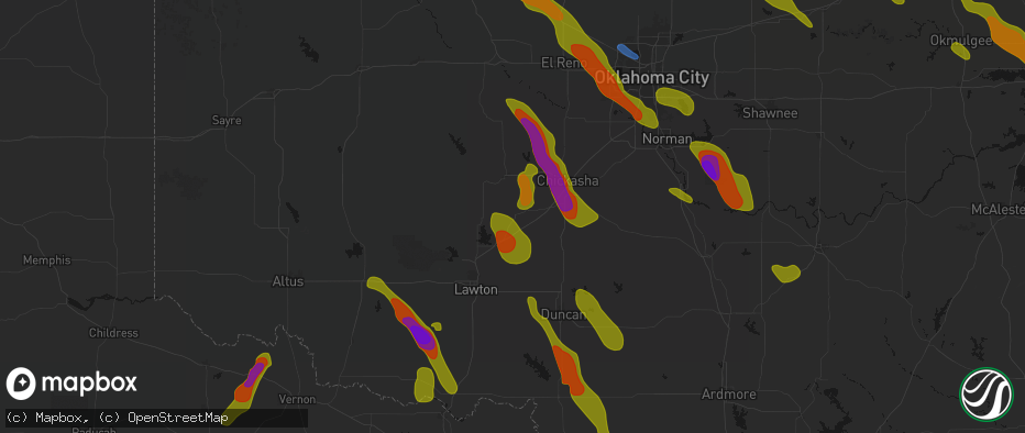 Hail map in Cyril, OK on May 8, 2026
